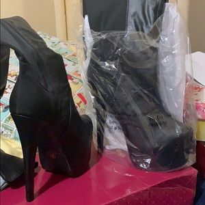 Stiletto platform thigh high boots